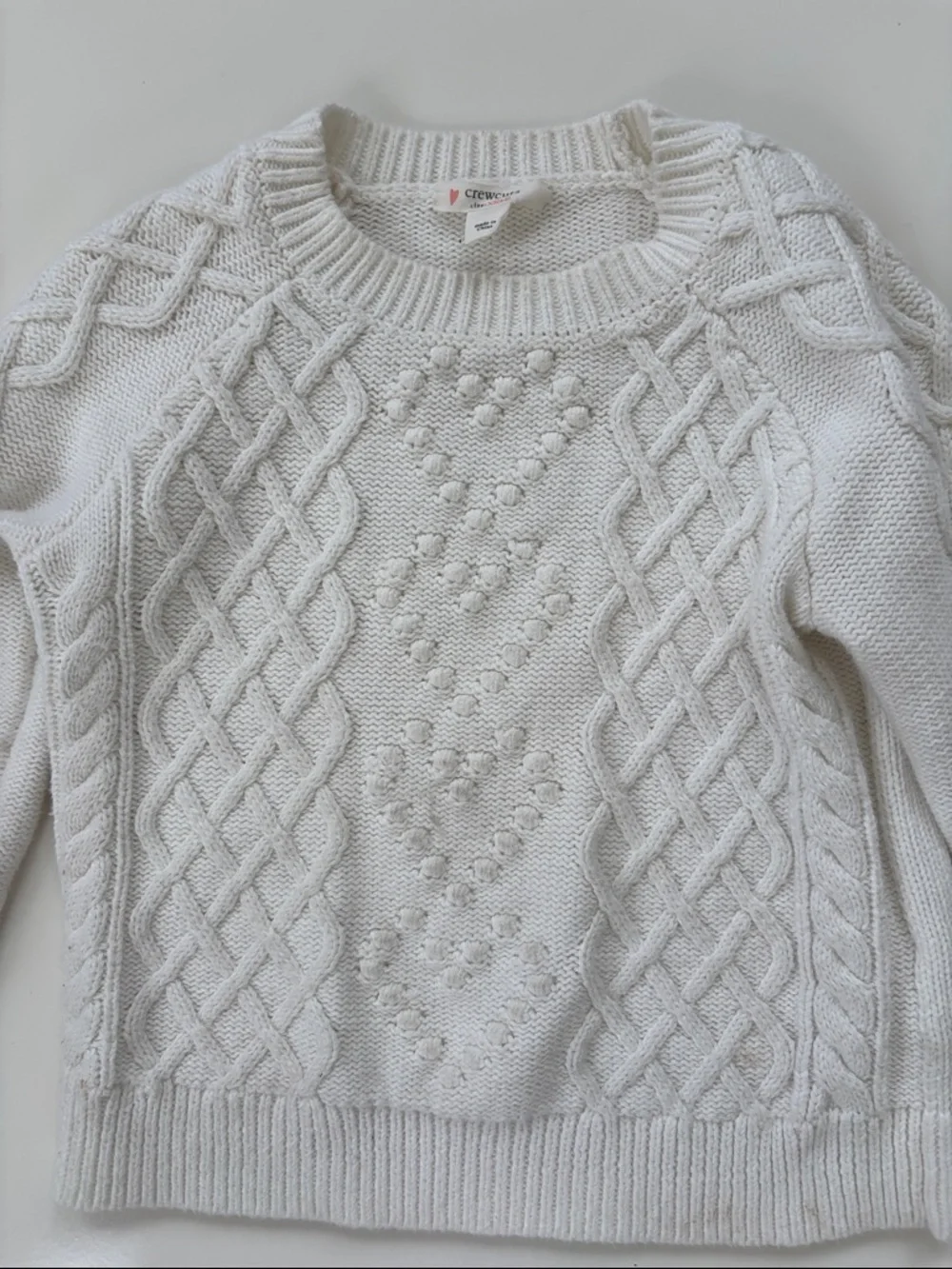 J.Crew Crewcuts Little Girl's Heart Cable-knit Sweater in White SPRING Size XS
